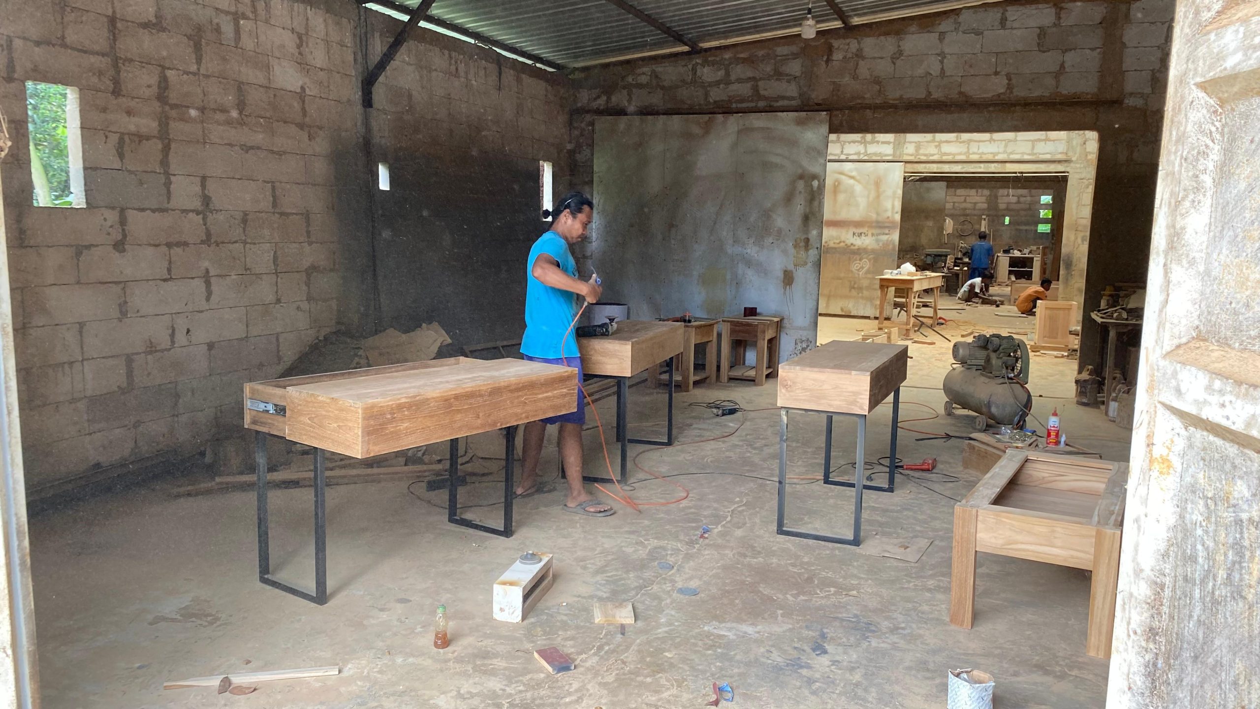 teak furniture production process in Indonesia factory