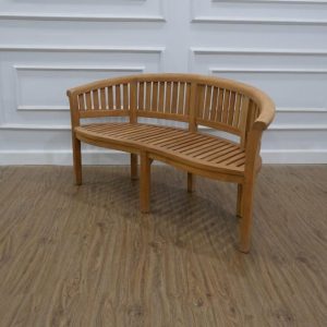 teak curved wooden bench with slatted and seat indoor or outdoor use
