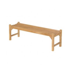 Classic Waiting Bench crafted from solid teak wood with minimalist slatted design