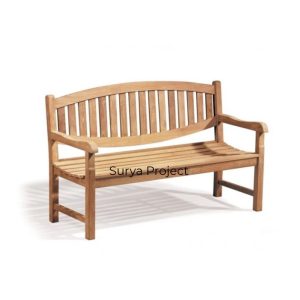 Luxury outdoor bench handcrafted from Perhutani certified teak wood, ideal for gardens, patios, and parks across Europe, Asia, and America
