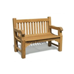 Big classic teak garden bench made from Perhutani teak wood, durable outdoor furniture ideal for international importers