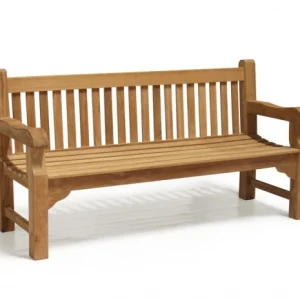 Big classic outdoor teak garden bench made from Perhutani teak wood, premium durable seating for international importers