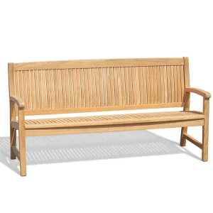 Marley outdoor teak bench made from durable Perhutani teak, premium quality garden seating designed for international importers