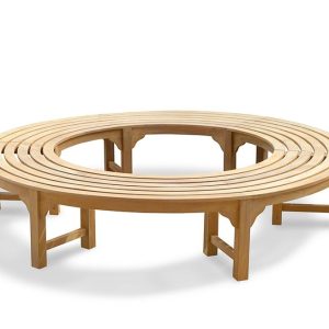 Teak backless tree bench made from solid Indonesian teak wood, round outdoor seating design for gardens, parks, hotels, and resorts – export quality teak furniture supplier from Indonesia
