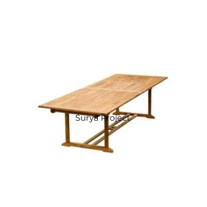 Recta Double Extension Table made of high-quality teak wood by Surya Project for outdoor dining garden furniture.