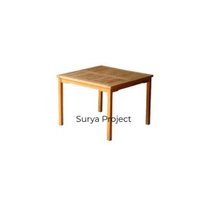 Durable teak garden table for outdoor patio dining, featuring a sturdy fixed design and natural finish.