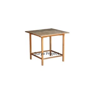 Recta Fixed Table made of solid Indonesian teak wood with a rectangular slatted top for outdoor dining - Surya Project