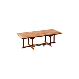 Recta fixed dining table made of Grade A solid teak wood for export