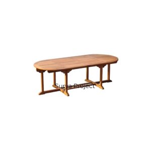 Handcrafted Indonesian teak wood oval dining table wholesale furniture