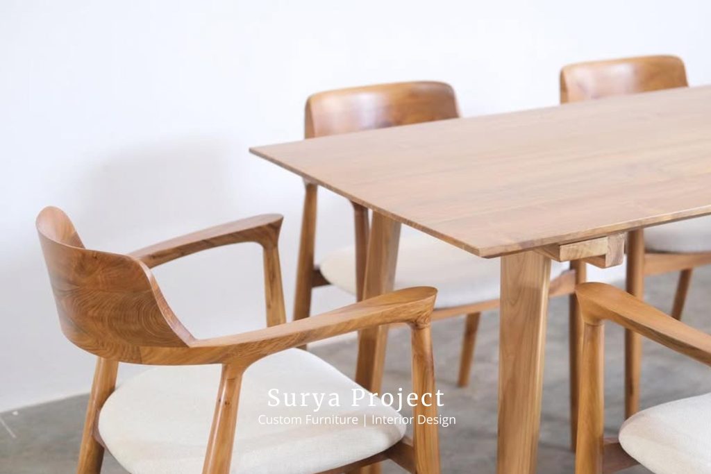 Mid century Hiroshima teak dining table handcrafted in Indonesia