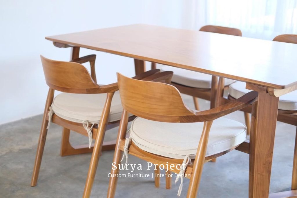 Mid century Hiroshima teak dining table handcrafted in Indonesia