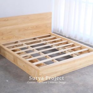 Abinava European teak bed frame with storage drawers made from Perhutani solid teak wood