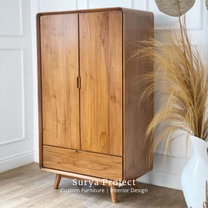 Premium teak wardrobe cabinet for modern bedroom storage