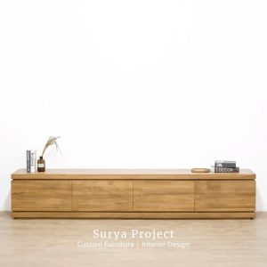 Caldera Scandinavian style teak TV cabinet crafted from Grade A Perhutani teak wood