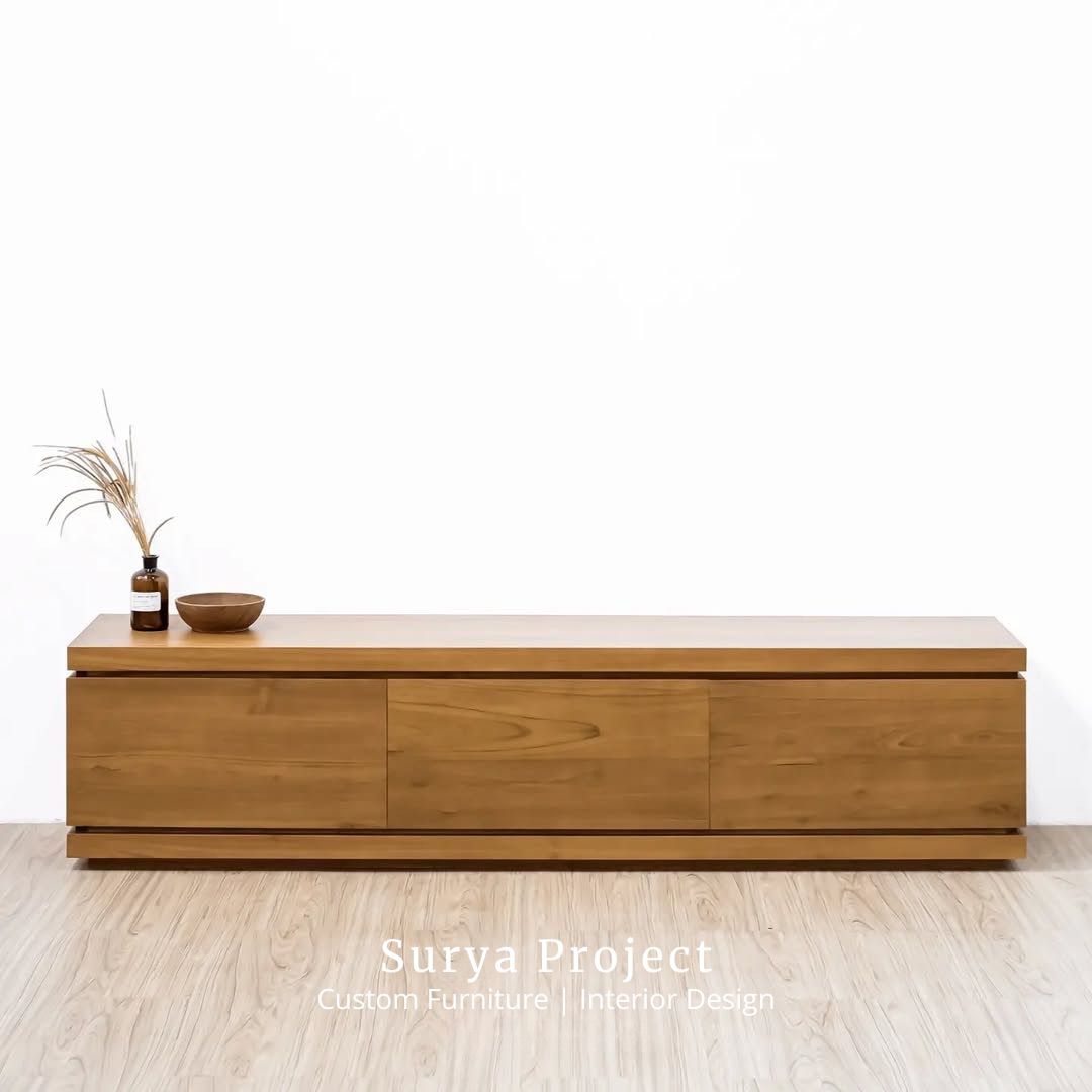 Minimalist Solid Teak TV Cabinet