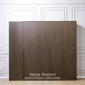Mahesa solid teak wood wardrobe minimalist Scandinavian bedroom furniture