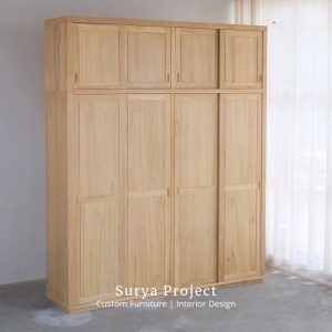 Regalia minimalist teak wood wardrobe with slow motion door fittings