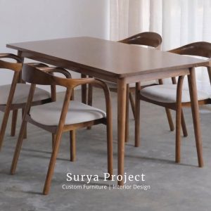 Solid wood Selly dining table set 4 chairs