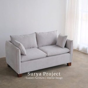 Arvelo Scandinavian teak wood sofa with upholstered cushions