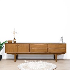 Valerio solid teak TV cabinet minimalist design made from Perhutani teak wood