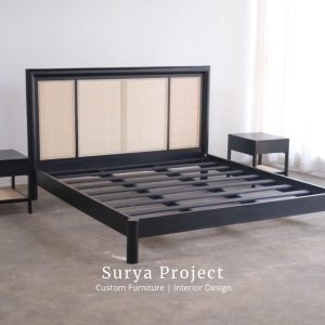 Vano solid teak bedframe made from Indonesian Perhutani teak wood for European wholesale and export furniture market.